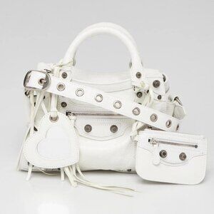 Balenciaga White Leather Neo Cagole XS Crossbody Bag